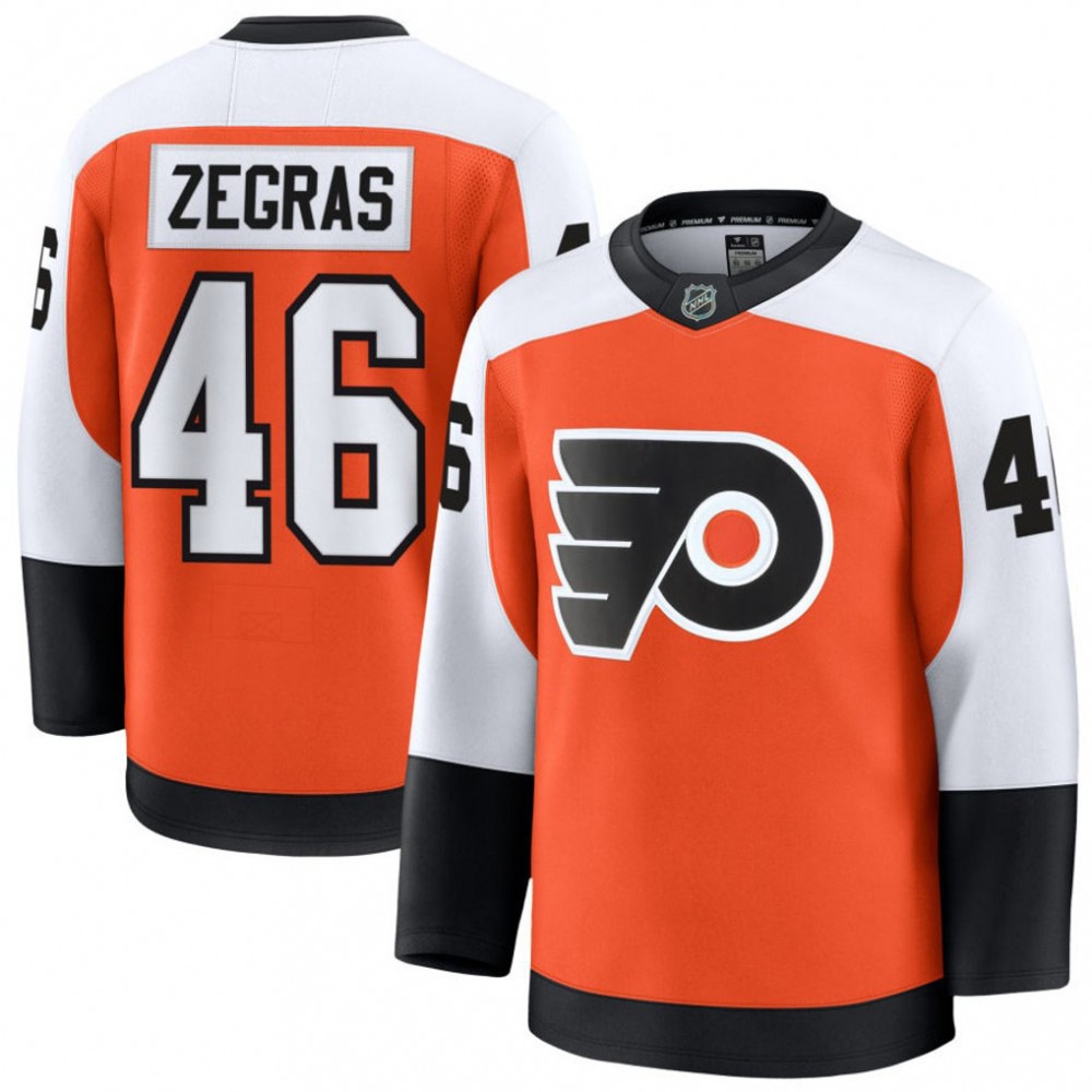 Men's Philadelphia Flyers Trevor Zegras Orange Home Premium Jersey-Pro Kit Vault | Brand New 26/27 Sports Jerseys